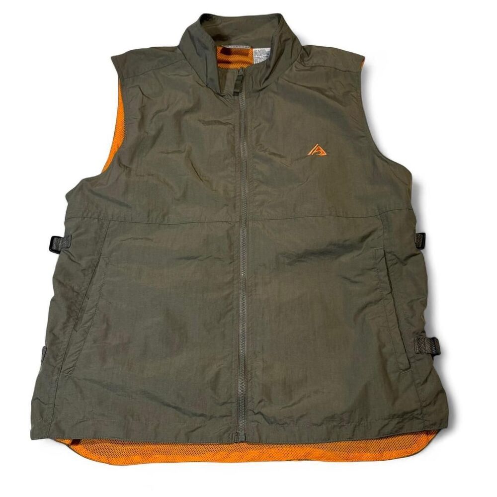 Athletic Works Green & Orange Lightweight Vest Mens Medium Nylon Outdoor
